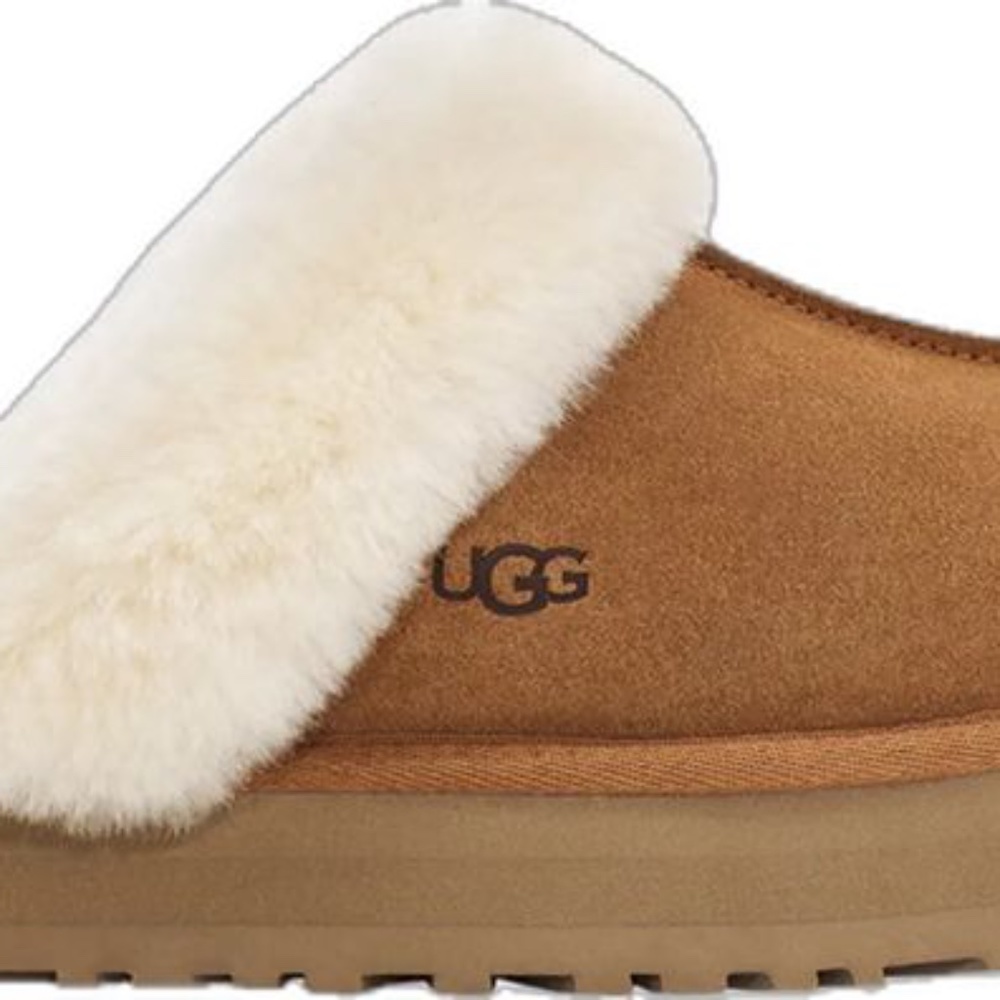 UGG Disquette Suede Fur Platform Slippers